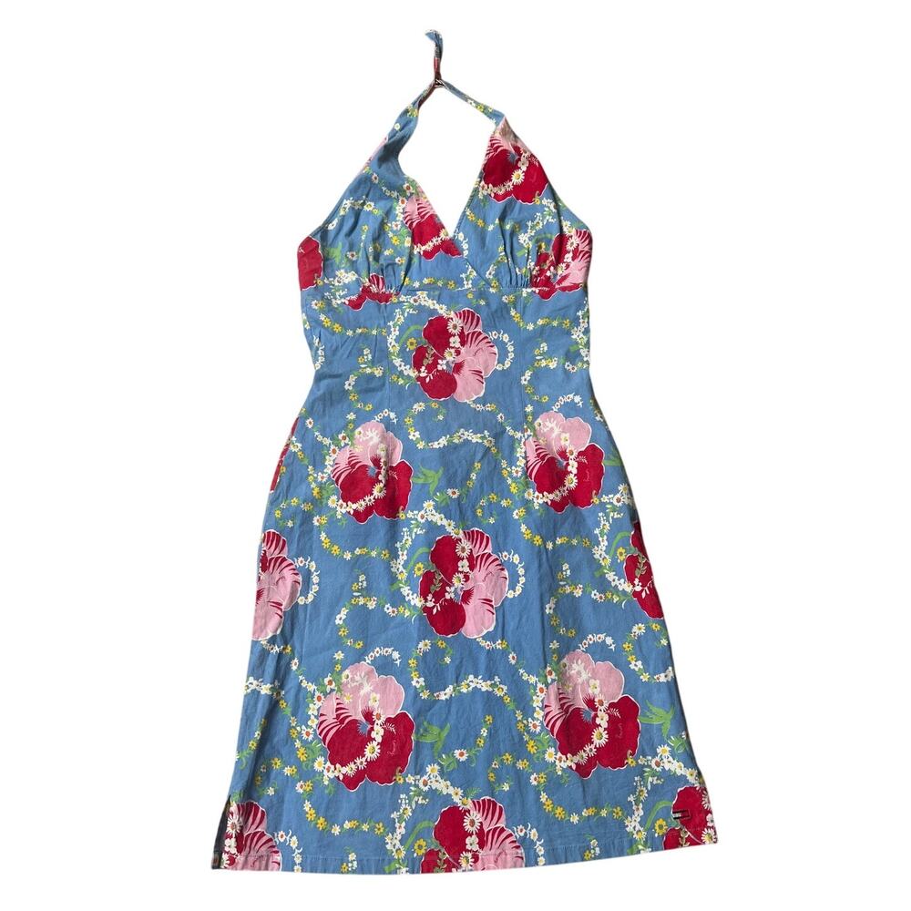 Vintage Tommy Hilfiger Jeans Floral Tropical Flag Logo Hibiscus Dress Size M